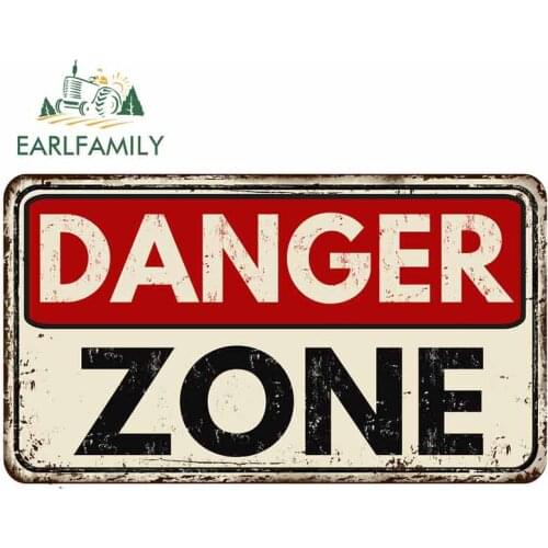 EARLFAMILY 13cm x 7.5cm for Danger Zone Vintage Rusty Metal Creative Car Sticker DIY Custom Printing Decal Suitable for Vehicle