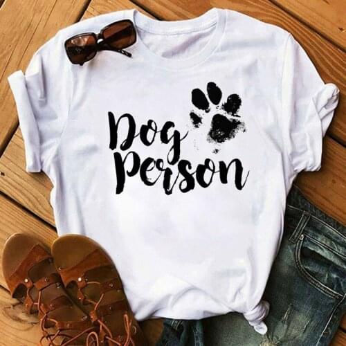 Dog Paw Heart Print Tshirt Women Cute Short Sleeve Fashion T-shirt Ladies Clothing Tops Tees Female T Shirt Summer Woman Clothes