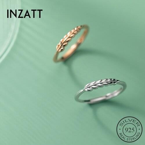 INZATT Real 925 Sterling Silver leaves Plant Adjustable Ring For Fashion Women Fine Jewelry Hiphop Minimalist Accessories