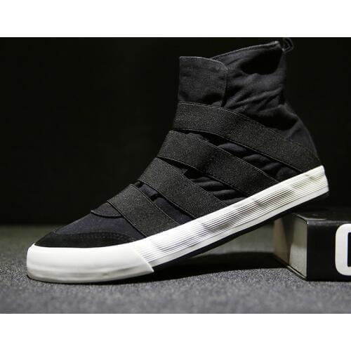 Brand Retro Fashion Mens Canvas Shoes Print Rubber Autumn Male Casual Sneakers Hook & Loop Male Flat High Top Shoes