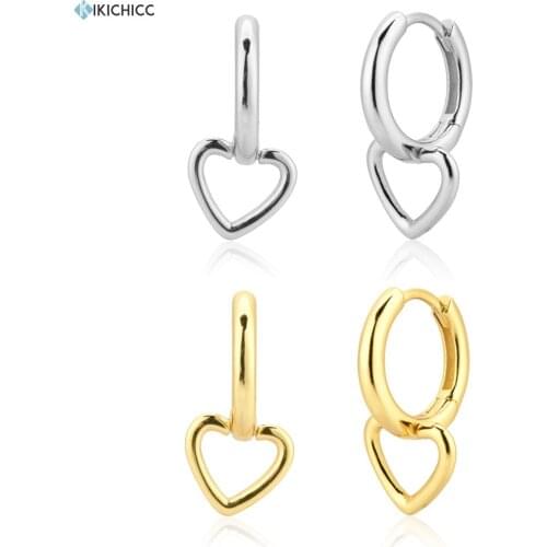 KIKICHICC 925 Sterling Silver Plain Heart Hoops Piercing Pendiente Clips Circle Rock Punk Jewelry 2021 Party Jewels Earring