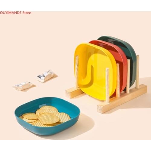 4-piece Set Simple Spit Bone Dish, Salad Dish, Snack Dish, Plastic Fruit Dish, Seasoning Dish, Square Dish, Cold Vegetable Dish