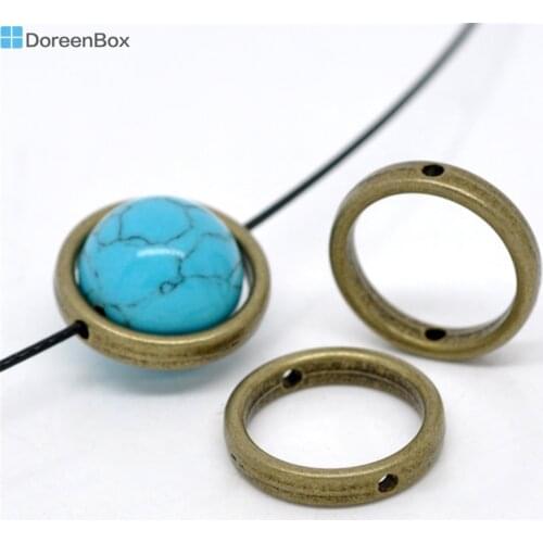 Doreen Box Lovely 30 Bronze Tone Circle Bead Frames 18mm (B13743)