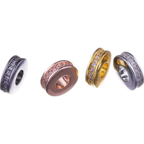 Supplies For Jewelry Charm Zircon Copper Beads Making Diy Micro Pave Big Hole Spacer Beads Wholesale Bedels