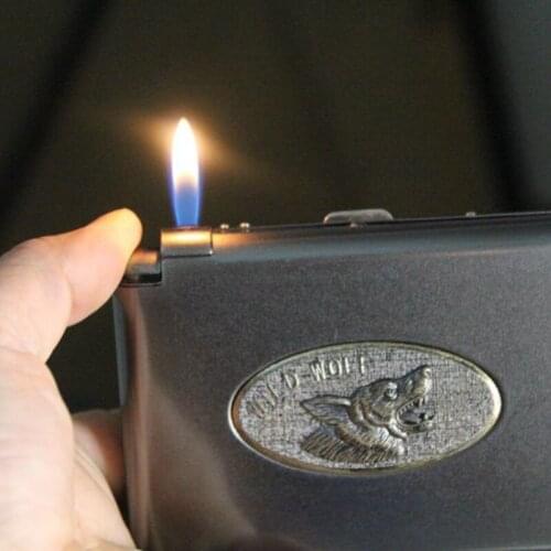 Wolf Pattern Metal Cigarette Case Open Flame Lighter Smoking Accessories for Weed Gadgets for Men Regalos Para Hombre Originales