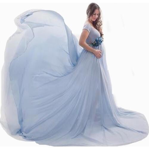 Cute Women Dress Maternity Photography Props Off Shoulder Pregnancy Dresses Clothes Chiffon Maxi Maternity Gown For Photo Shoots