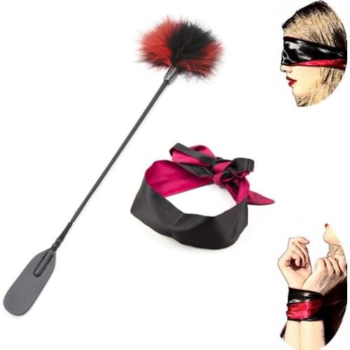 BDSM Bondage Toys Set Blindfolded Sex Eye Mask with Flirting Feathers Couples Game Slave Torture Whips Ropes Handcuffs for Sex