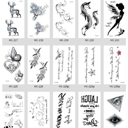 Tattoo Sticker Body Makeup Flame Finger Waterproof Temporary Tattoos Smiley Black Square Rose Flower Art Flash Fake Tattoos