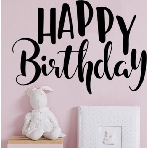 Birthday party Wall Sticker kids room decoration Happy Birthday Wine Bottle Vinyl Transfer Decal Art Quotes Graphic decor HY175