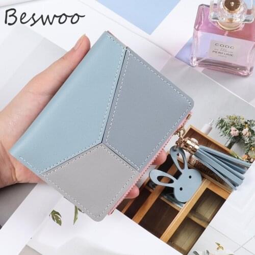 2021 New Woman Wallets Short Zipper Patchwork Wallet Tasser Pocket Purse Card Holder Clutch Cute Coin Burse Money Bag Handbag