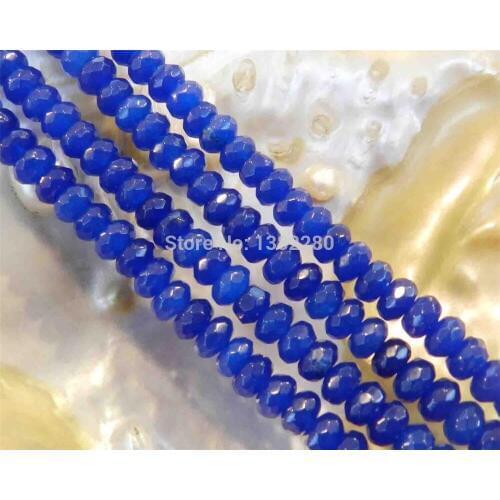 Wholesale 5x8mm Faceted Blue chalcedony abacus shape loose beads 15" 2pcs/lot fashion jewelry