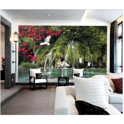 Custom photo wallpaper for walls 3 d murals wallpaper Nature landscape flower idyllic tree water flow background wall paper