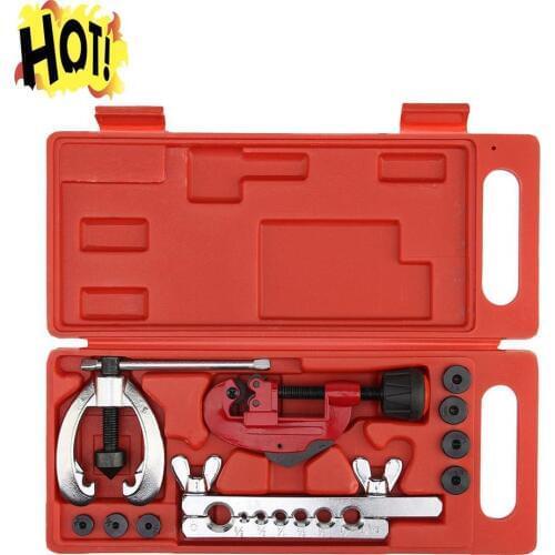 Drop shipping) Copper Brake Fuel Pipe Repair Double Flaring Dies Tool Set Clamp Kit Tube Cutter For Cutting And Flaring Copper