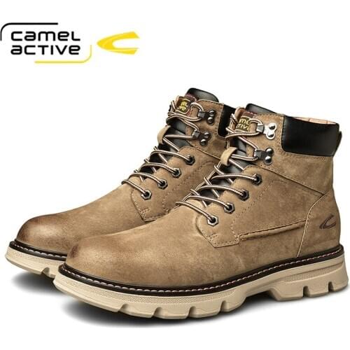 Camel Active New Fashion Outdoor Tooling Boots Genuine Leather Mens Shoes Casual Short Ankle Boots zapatos de hombre
