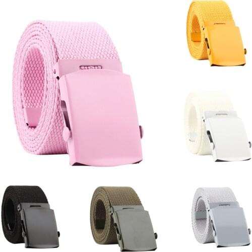Men Women Belt Buckle Fans Canvas Belts Automatic Fashion Solid Knitted Nylon womens belts wide male daily casual alloy