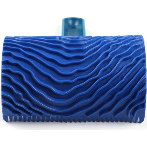 Blue Rubber Wood Grain Paint Roller Brush DIY Graining Painting Tool Wood Grain Pattern Wall Art Painting Roller Home Tool