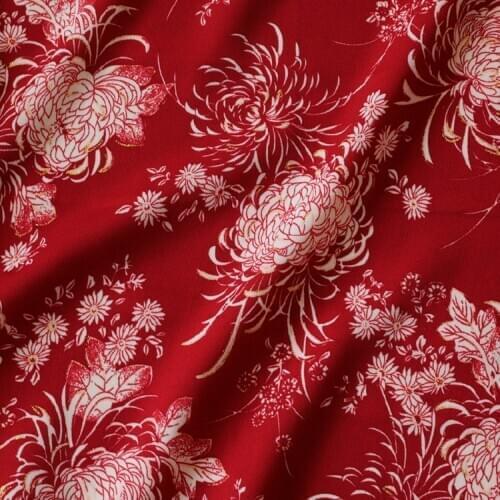 Chinese style bronzing peony flower print fabric chiffon dress DIY to make clothing fabric