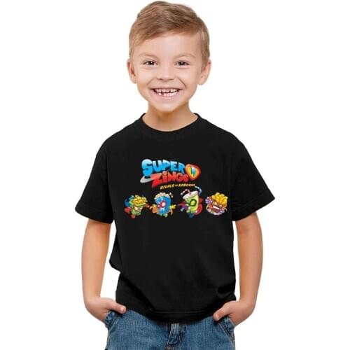 Cute Summer Tshirt Super Zings Superzings Printed Graphic Fashion T-Shirt Boys Girls Black Shirt Baby Tee Hipster Kids T Shirt