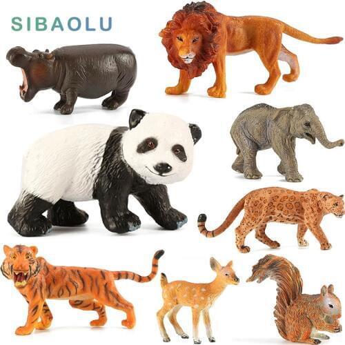 Elephant Squirrel Panda Deer Leopard Hippo Bear Baboon Chimpanzee Tiger Animal model figurine home decor decoration accessories