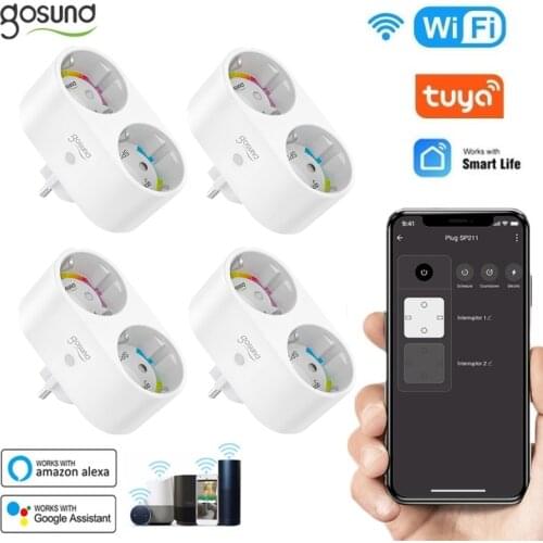 Gosund 16A EU Dual Plug 2 In 1 WiFi Smart Socket Outlet Smart Life/TUYA APP Remote Control Work With Alexa Google Assistance