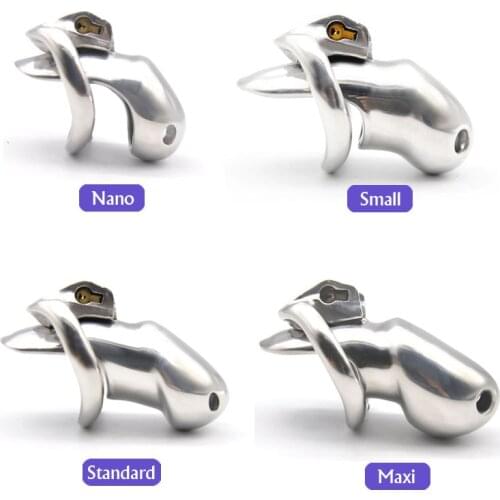 V3 New Model Chastity Cage Stainless Steel Cock Cage Lockable Male Chastity 4Size Penis Rings Anel Masculino Nano Big Penis Cage