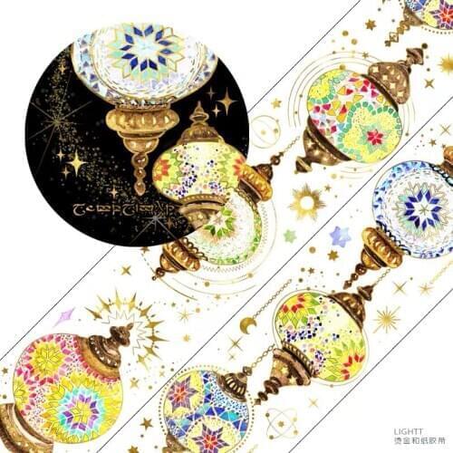 Vintage Colorful Light Gold Foil Washi Tapes Bullet Journal DIY Scrapbooking Label Stickers