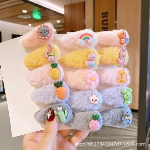 Children Hair Accessories Baby Cartoon Clip Autumn And Winter Plush Girl Hairpin Kids Head Accessories