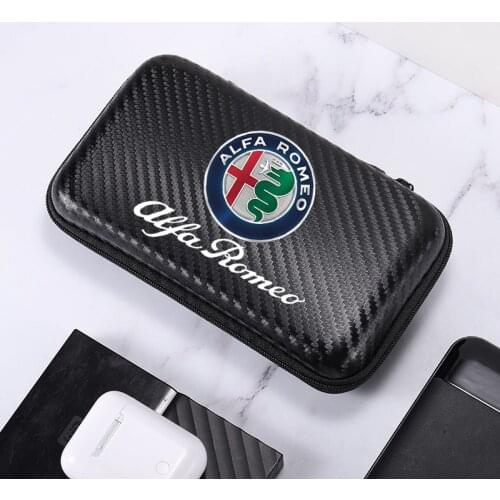 4S Carbon Fiber Car Driving bag phone 3C Supplies Storage bag For Alfa Romeo 159 147 156 166 Giulietta Giulia Mito Spider car
