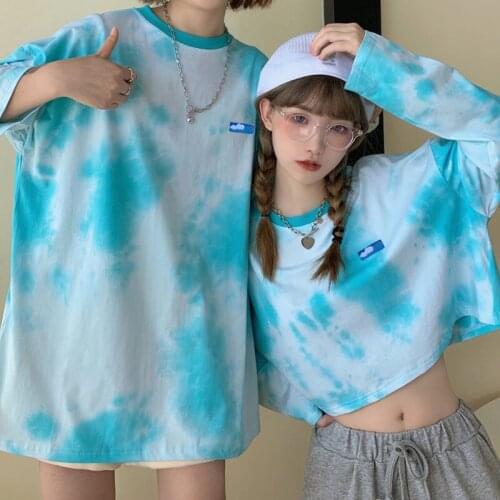 Woman Tshirts Short Short Sleeve T-shirt Womens Summer Loose Tie-Dye Top Tops Mujer Camisetas