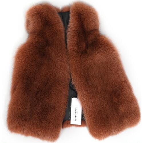 New natural fox fur vest Real fox fur vest Winter high quality womens leather jacket 2019 hot sale
