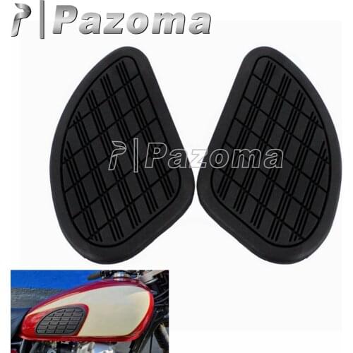 1 Pair Motorcycle Black Rubber Gas Oil Tank Knee Pads Motorbike Universal Fuel Tanks Traction Decals Stickers Side Panels