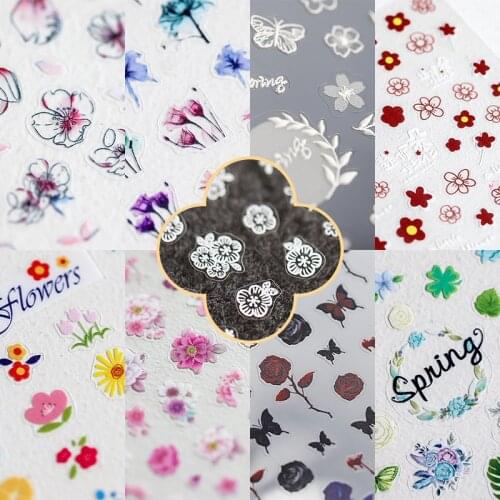 1 Pc Tulip Small Red Flower Pattern Design Nail Art Water Slide Decals New Cute Fashion 3D Embossed Nail Stickers Manicure Tools