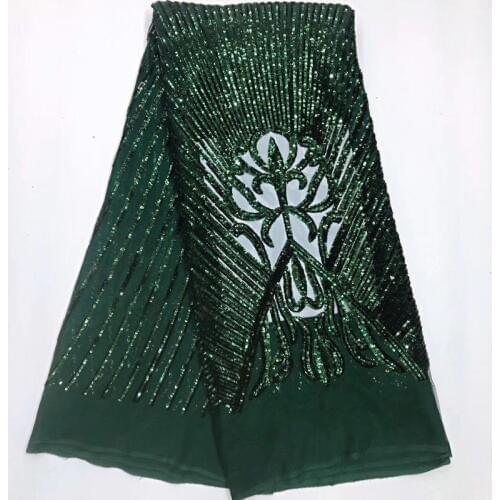 10 colors high quality emerald green African sequins lace fabric 5 yards shining French net lace fabric for party dress FNS159