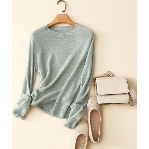Autumn winter basic cew neck sweater women casual solid color all-match fashion quality 100% cashmere pullovers