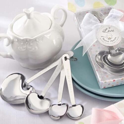 100sets/lot Love Baby shower favors of Beyond Measure Heart-Shaped Measuring Spoons in Gift Box Free shipping
