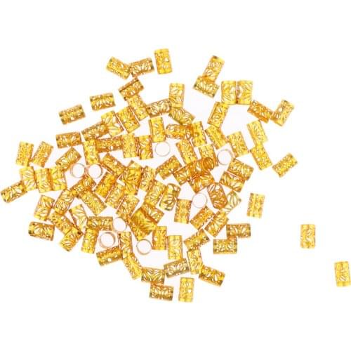 100pcs Round Dreadlocks Beads Hollow Hairstyle Jewelry Braid Rings Hair Beads