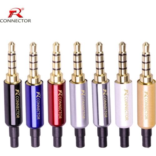 8pcs 3.5mm jack connector 4Poles Gold Plated Plug +Copper Shell+Protecting Tail 3.5mm Plug for Earphone DIY Repairing