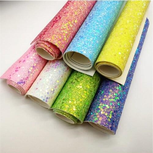 A4 size 20*33cm Glitter Leather Sheets Chunky solid Glitter Faux Leather hair bow DIY 1517
