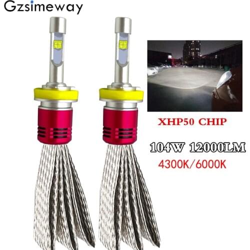 2PCS Auto LED Headlight H4 H7 H1 H11 9005 9012 Car fog lamp H3 H27 880 LED D1S LED D2S lighting for XHP50 104W 4300K 6000K Bulbs