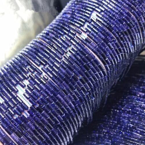 One strand blue aventurine pillar 2*4mm for DIY jewelry making loose beads FPPJ wholesale beads nature gemstone