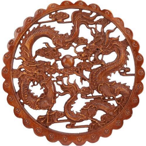 VZLX Wood Carved Dragon Applique Frame Corner Onlay Unpainted Furniture Home Door Decor Decoration Accessories Chinese Dragon