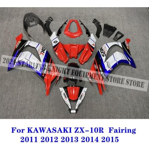 For Kawasaki ZX10R ZX-10R 2011-2015 Motorcycle Plastic Fairing Kit, zx-10r 10R 11 12 13 14 15ABS Body Red Blue And White Fairing