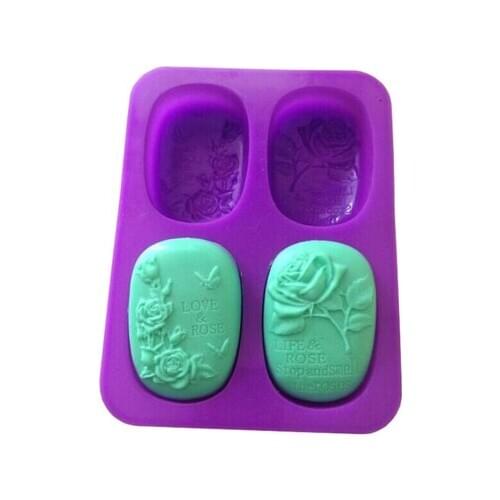Free shipping handmade soap silica gel mould candle soap mould silicone mold for DIY roses 4 holes