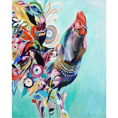 GELANYOUPIN 5D DIY Diamond Painting Animal Cock Embroidery Full Round Diamond Cross Stitch Rhinestone Mosaic Painting Decor