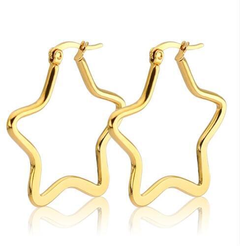 Hot Sale Punk Gold Color Stainless Steel Ear clip Pentagram Fashion Ear Stud Earrings Piercings Fashion Jewelry Gifts