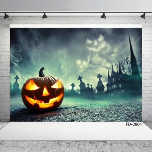 Halloween Pumpkin Haunted House Spooky Photographic Backgrounds Vinyl Backdrops Photo Studio for All Saints' Day Photobooth