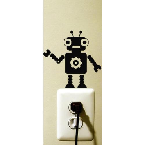 Art Fashion Robot DIY Switch Sticker Living room Boy Childrens room Decorative Wall Stickers Vinyl Murals JG3628