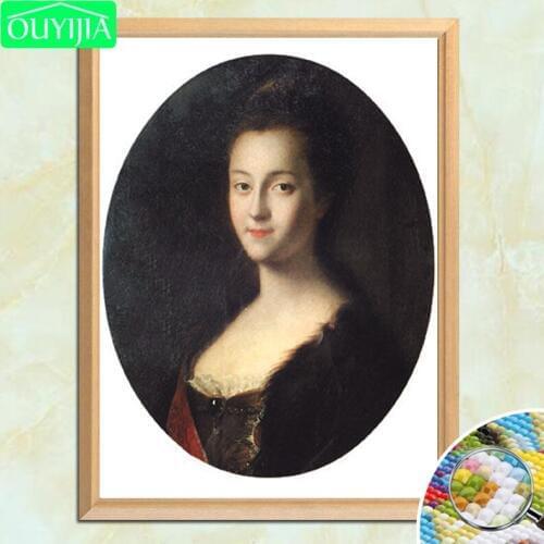 Young Tsarina Catherine II Portrait DIY Diamond Painting Full Square Diamond Embroidery Picture Of Rhinestones Mosaic Painting