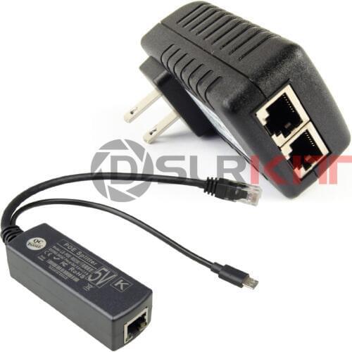 DSLRKIT Gigabit Raspberry Pi 3B+ 3B Plus PoE Kit (Splitter + Injector) Micro USB 5V 2.4A
