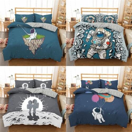 3d Homesky Astronaut Space Bedding Set Pillowcase Cute Home Textile For Kids Children Design Bed Linens Cartoon Duvet Cover Set